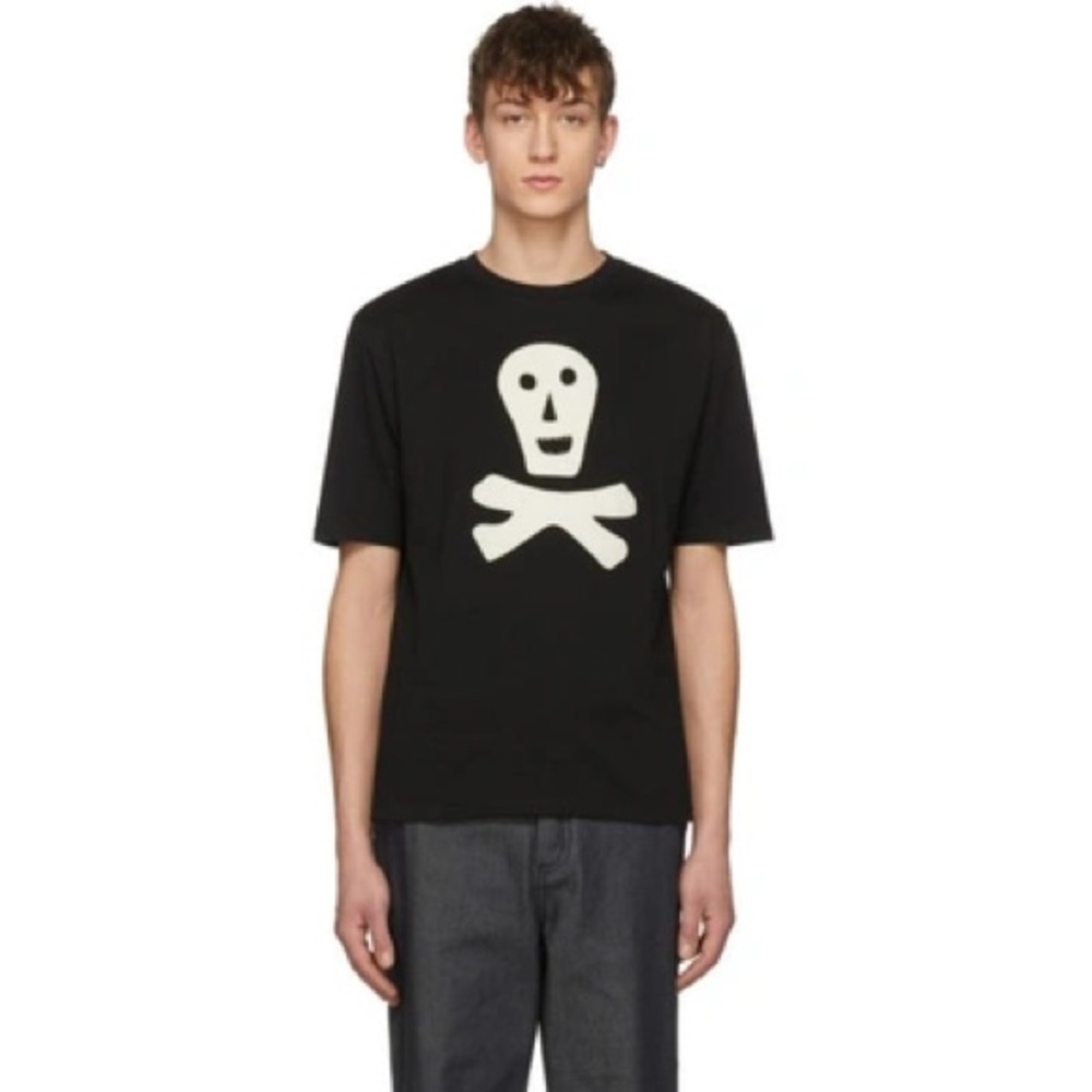 LOEWE Black Cotton T-shirt With Skull Patch